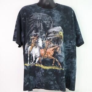Desert Wash Shirt Mens XL Horse Eagle Tribal Western Warriors Wildlife